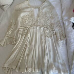 Free People Cream Lace Mini Dress